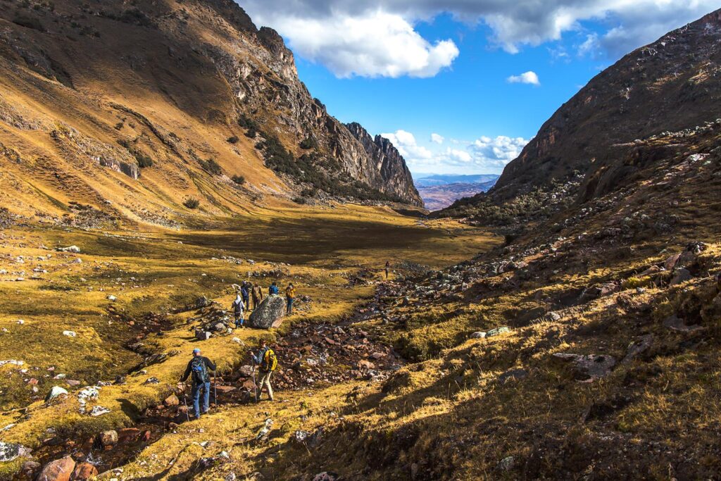 beautiful mountain valley view during lares trek - nature trips peru